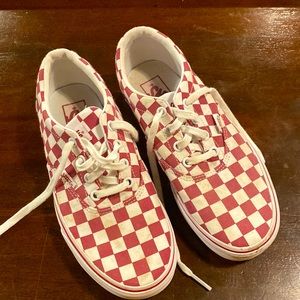 Vans checked maroon and white sneakers